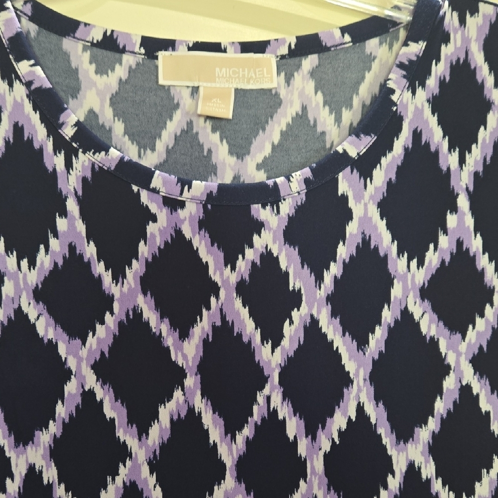 MICHAEL Michael Kors Purple Short Sleeve Blouse with Unique Design